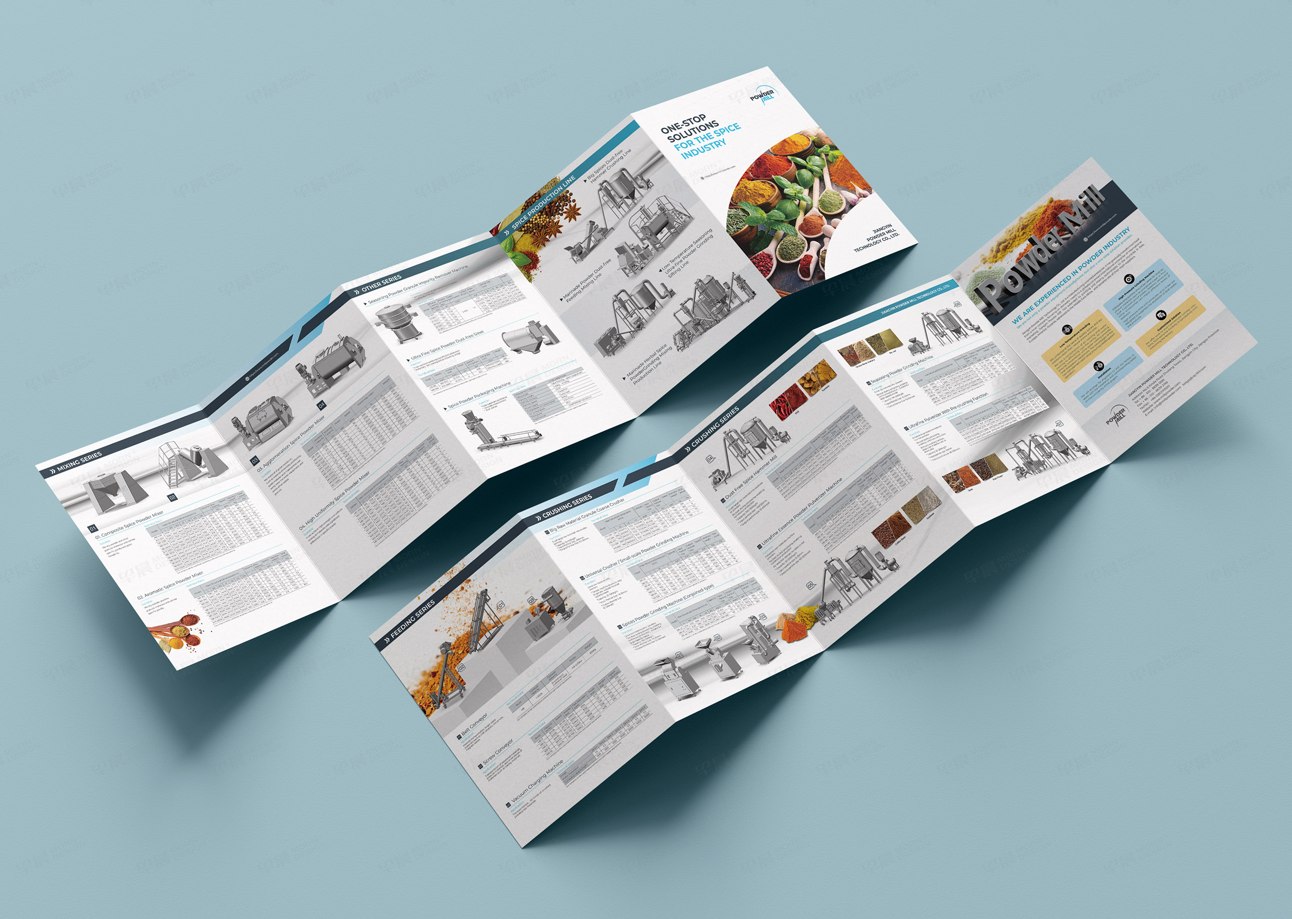 五折頁設(shè)計,宣傳折頁設(shè)計,米爾Powder Mill香料破碎磨粉機宣傳五折頁設(shè)計,蘇州,無錫,常州,南通,泰州,湖州,嘉興,折頁設(shè)計公司